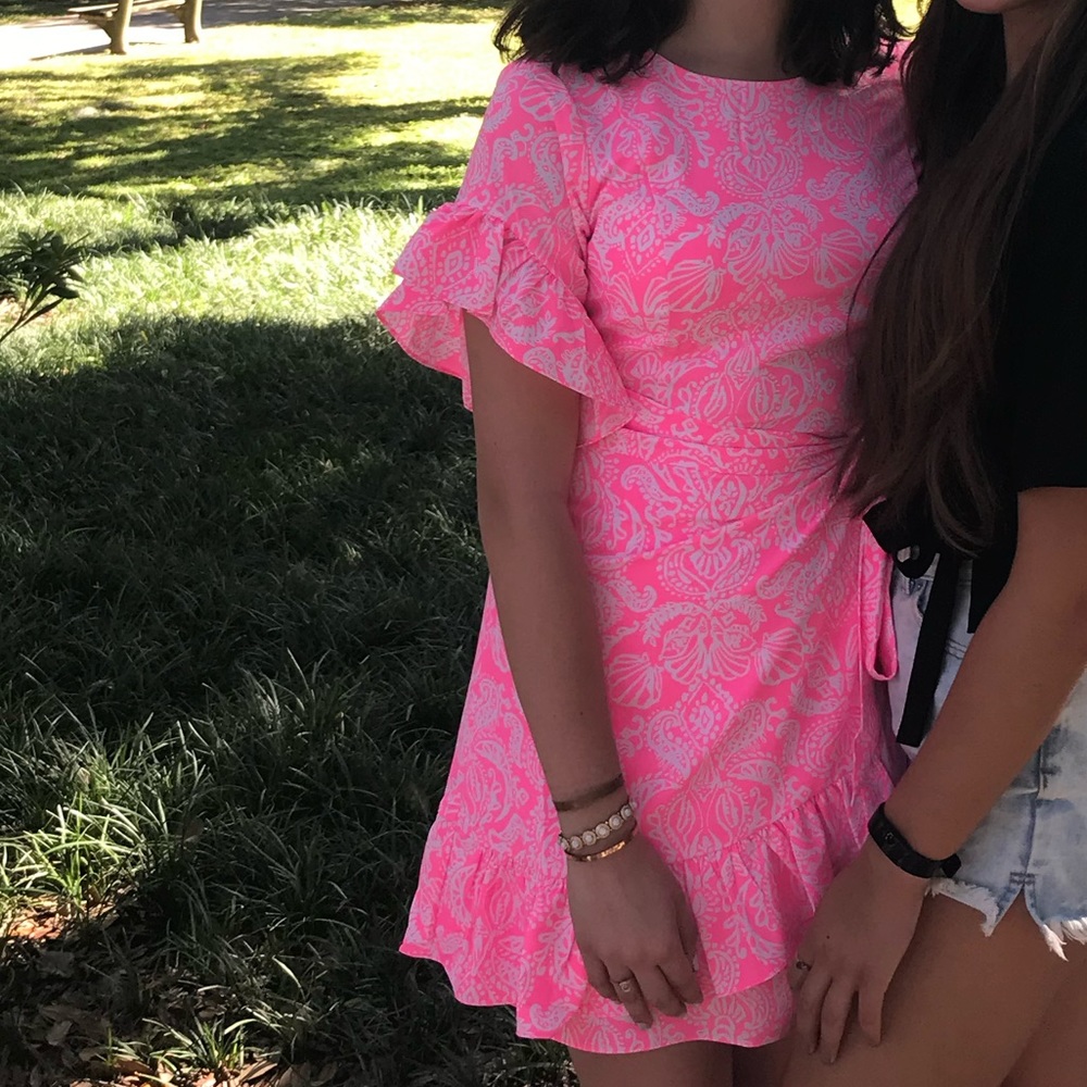Pink Lilly Pulitzer wrap dress